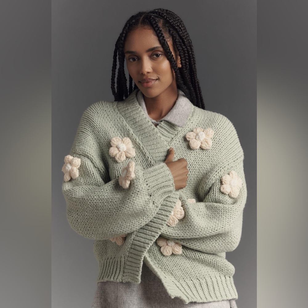 Susannah 3D Flower Cardigan Sweater 🌼 - Picture 2 of 8